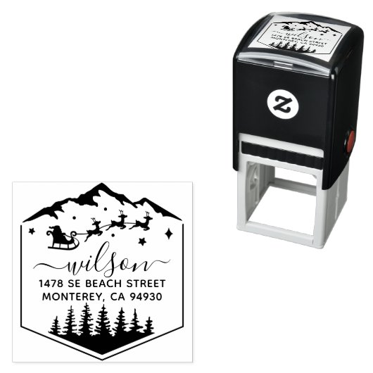 Tampon Auto-encreur Joli Noël Sant Claus Retour (En situation)