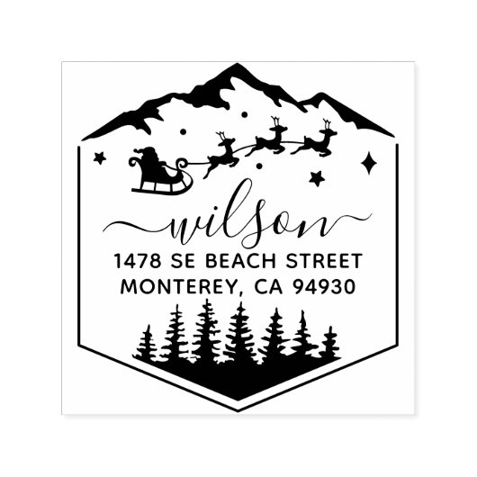 Tampon Auto-encreur Joli Noël Sant Claus Retour (Design)