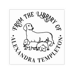 Tampon Auto-encreur Joli nom de livre de bibliothèque de chien teckel