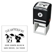 Tampon Auto-encreur Joli Père Noël Chien et Chat Noël Adresse de retou (En situation)