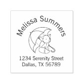 Tampon Auto-encreur Joli Petit Fox Sleepy sous Arche Parapluie Adresse (Design)