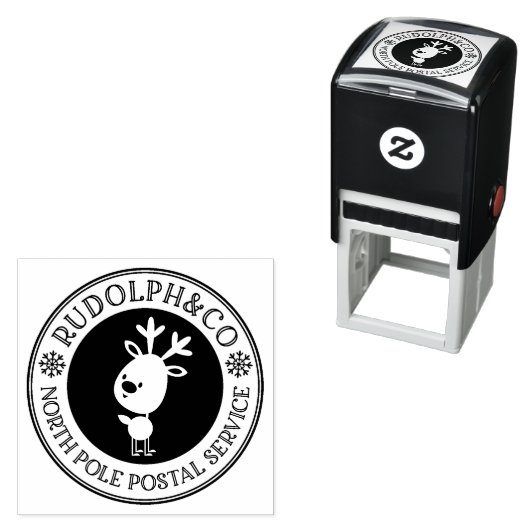 Tampon Auto-encreur Joli Reindeer de Noël Pôle Nord (En situation)