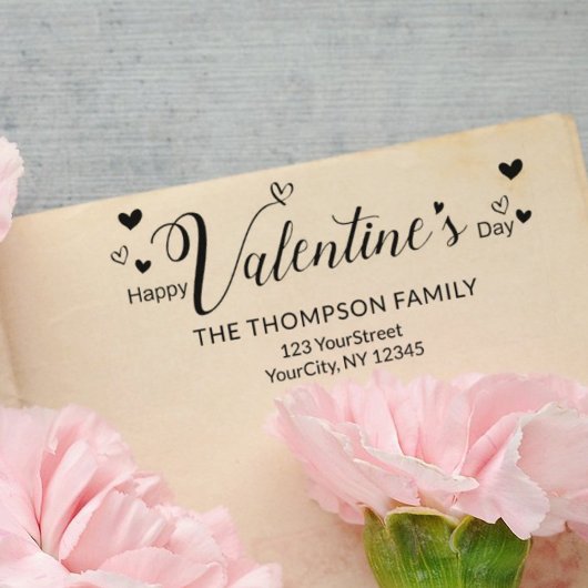 Tampon Auto-encreur Joli Valentines Jour Adresse de typographie