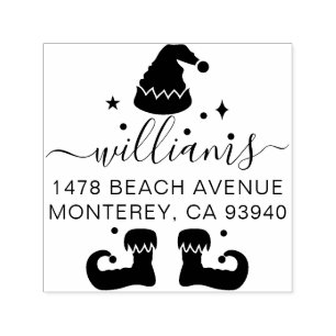 Tampon Auto-encreur Joli Vintage Elf Christmas Adresse de retour