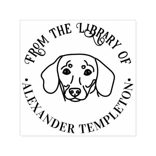 Tampon Auto-encreur Joli visage de chien teckel « De la bibliothèque d (Design)