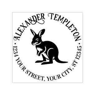 Tampon Auto-encreur Joli wallaby Australie Nom Adresse de retour