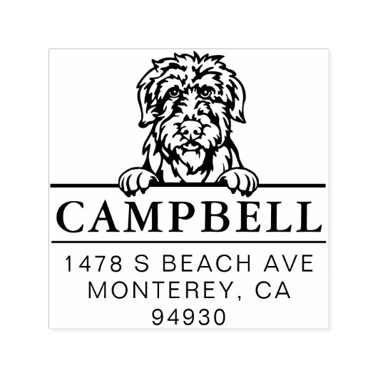 Tampon Auto-encreur Joli Wolfhound irlandais personnalisé Adresse Chie (Design)