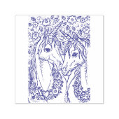 TAMPON AUTO-ENCREUR JOLIE PAIRE D'UNICORNES, CHEVAUX D'IMAGINAIRE ET F (Design)