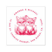 Tampon Auto-encreur Jolies renards en amour Adresse (Design)