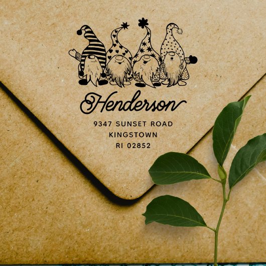 Tampon Auto-encreur Jote Christmas Gnomes Family Return Adresse