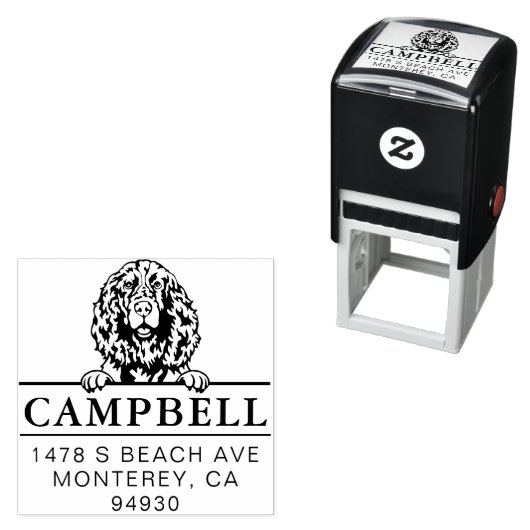 Tampon Auto-encreur Jote English Springer Espaniel Custom Dog Adresse (En situation)