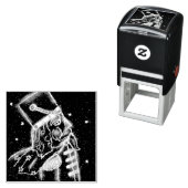 Tampon Auto-encreur Jouet noir Soldier à Magenta (En situation)