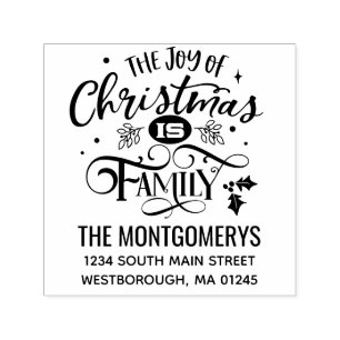 Tampon Auto-encreur Joy of Christmas Family Cote Adresse de retour