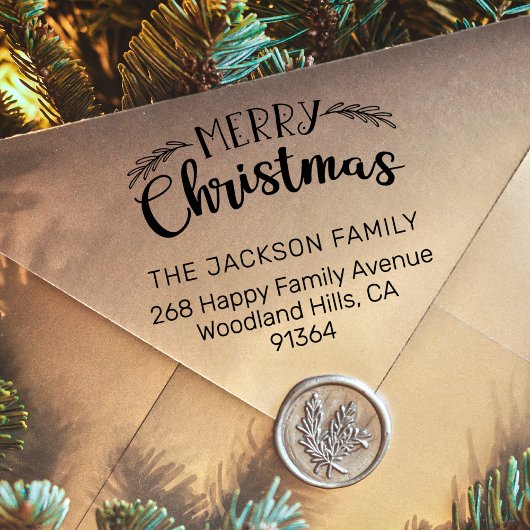 Tampon Auto-encreur Joyeuse adresse de retour de Noël