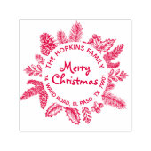 Tampon Auto-encreur Joyeuse couronne de Noël Nom de famille Adresse de (Design)
