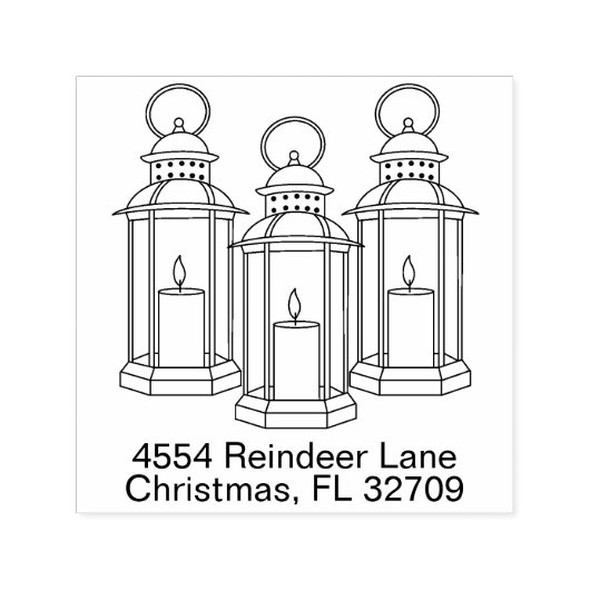 Tampon Auto-encreur Joyeuses vacances Lanternes d'hiver Noël (Design)