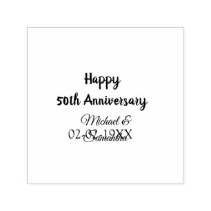 Tampon Auto-encreur Joyeux 50e anniversaire ajouter nom du couple date