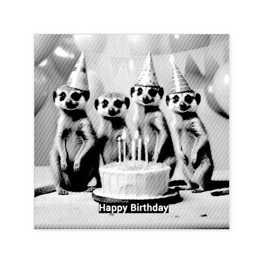 Tampon Auto-encreur Joyeux anniversaire de Meerkat, (Design)