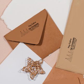 Tampon Auto-encreur Joyeux arbres de Noël Adresse de retour