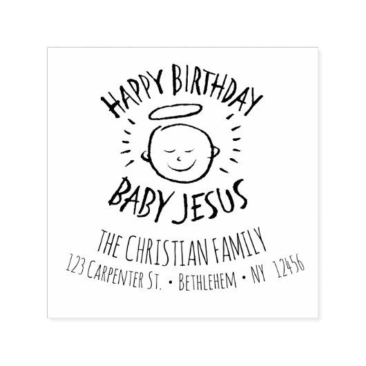 Tampon Auto-encreur Joyeux bébé Jésus - Noël religieux (Design)