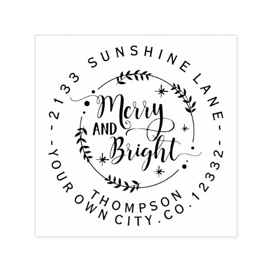 Tampon Auto-encreur Joyeux et lumineux Monogramme de Noël (Design)