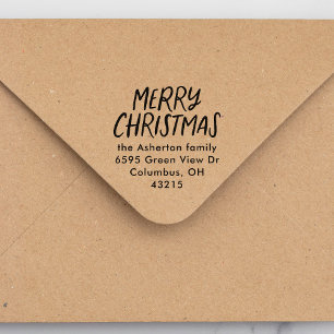 Tampon Auto-encreur Joyeux Noël décontracté type vacances adresse de r