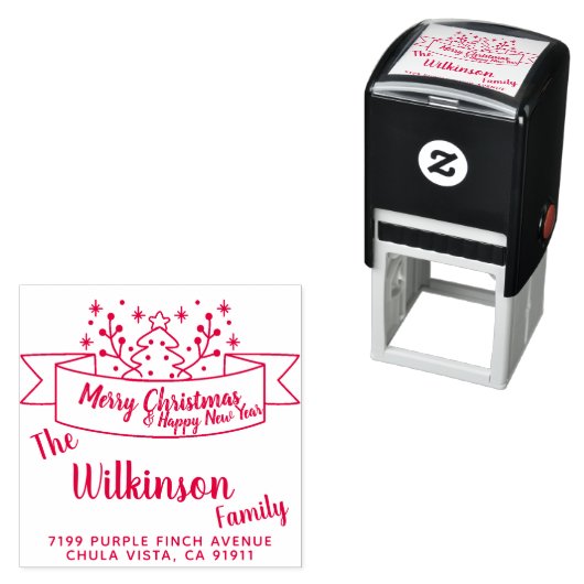 Tampon Auto-encreur Joyeux Noël Écriture au ruban (En situation)