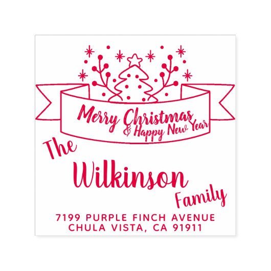 Tampon Auto-encreur Joyeux Noël Écriture au ruban (Design)