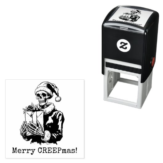 Tampon Auto-encreur Joyeux Noël Éffrayant Squelette gothique (En situation)