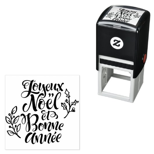 Tampon Auto-encreur Joyeux Noël et Bonne Année Calligraphie moderne (En situation)
