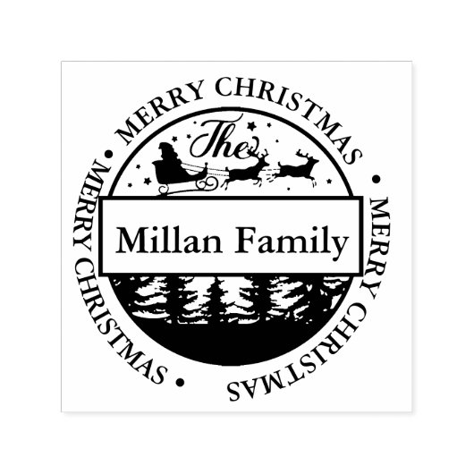 Tampon Auto-encreur Joyeux Noël familial thème Père Noël (Design)