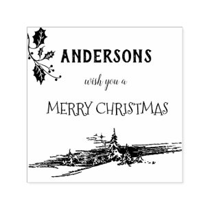 Tampon Auto-encreur Joyeux Noël famille myrte décorative