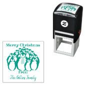 Tampon Auto-encreur "Joyeux Noël" Famille Penguin (En situation)