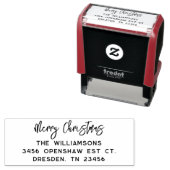 Tampon Auto-encreur Joyeux Noël Famille Retour Adresse (En situation)