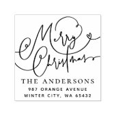 Tampon Auto-encreur Joyeux Noël fleuri Adresse de retour (Design)