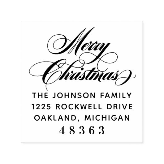 Tampon Auto-encreur Joyeux Noël Flouri Script Retourner Adresse (Design)