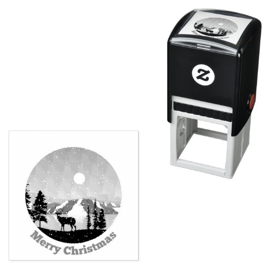Tampon Auto-encreur Joyeux Noël hiver scène (En situation)