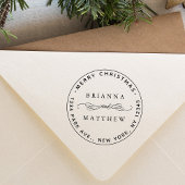 Tampon Auto-encreur Joyeux Noël Holiday Retour Adresse Round