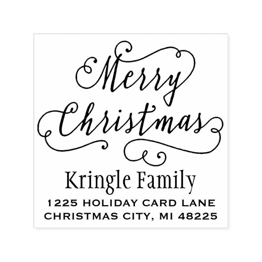 Tampon Auto-encreur Joyeux Noël Joyeux Script Retourner Adresse (Design)