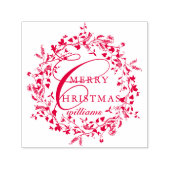Tampon Auto-encreur Joyeux Noël moderne Fleur sauvage Wreath (Design)