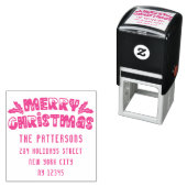Tampon Auto-encreur Joyeux Noël moderne Nom du script Retour Adresse (En situation)