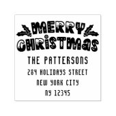 Tampon Auto-encreur Joyeux Noël moderne Nom du script Retour Adresse (Design)