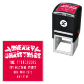 Tampon Auto-encreur Joyeux Noël moderne Nom du script Retour Adresse (En situation)