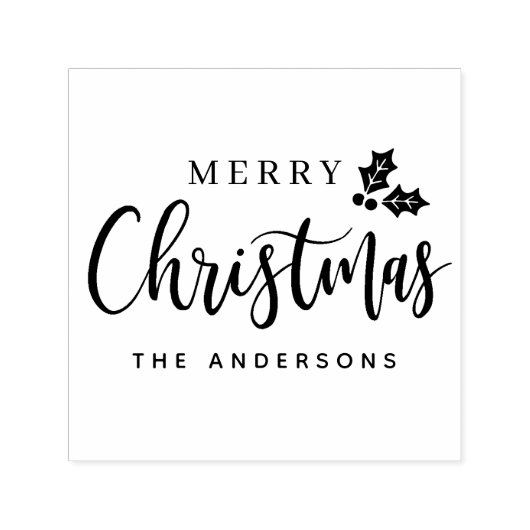Tampon Auto-encreur Joyeux Noël moderne Script Fête Personnalisée (Design)