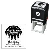 Tampon Auto-encreur Joyeux Noël Père Noël Adresse de retour personnell (En situation)