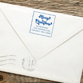 Tampon Auto-encreur Joyeux Noël Retour Adresse Retro Typographie