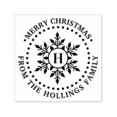 Tampon Auto-encreur Joyeux Noël Salutation Snowflake Nom initial (Design)