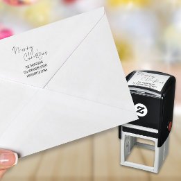 Tampon Auto-encreur Joyeux Noël Script Nom de retour Adresse