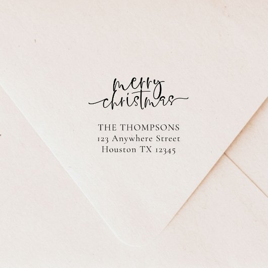 Tampon Auto-encreur Joyeux Noël Script Nom et adresse de retour