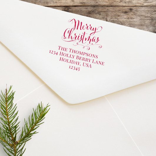 Tampon Auto-encreur Joyeux Noël Script Retourner l'adresse personnalis